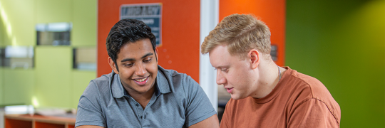 A pair of students reading
