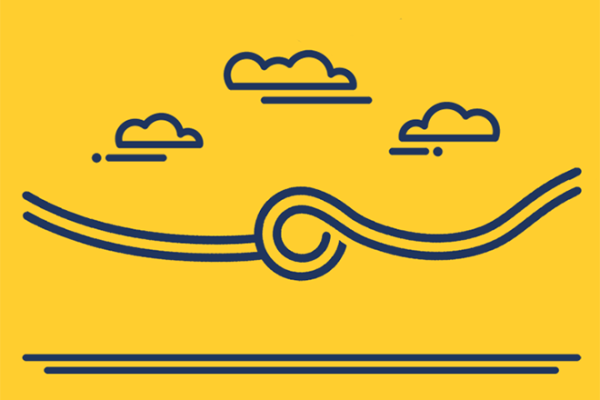 ako wave icon with clouds